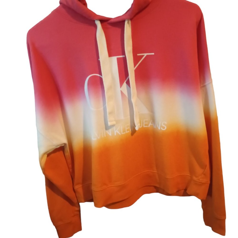 Calvin Klein Tie Dye Cropped Hoodie Size XL EUC